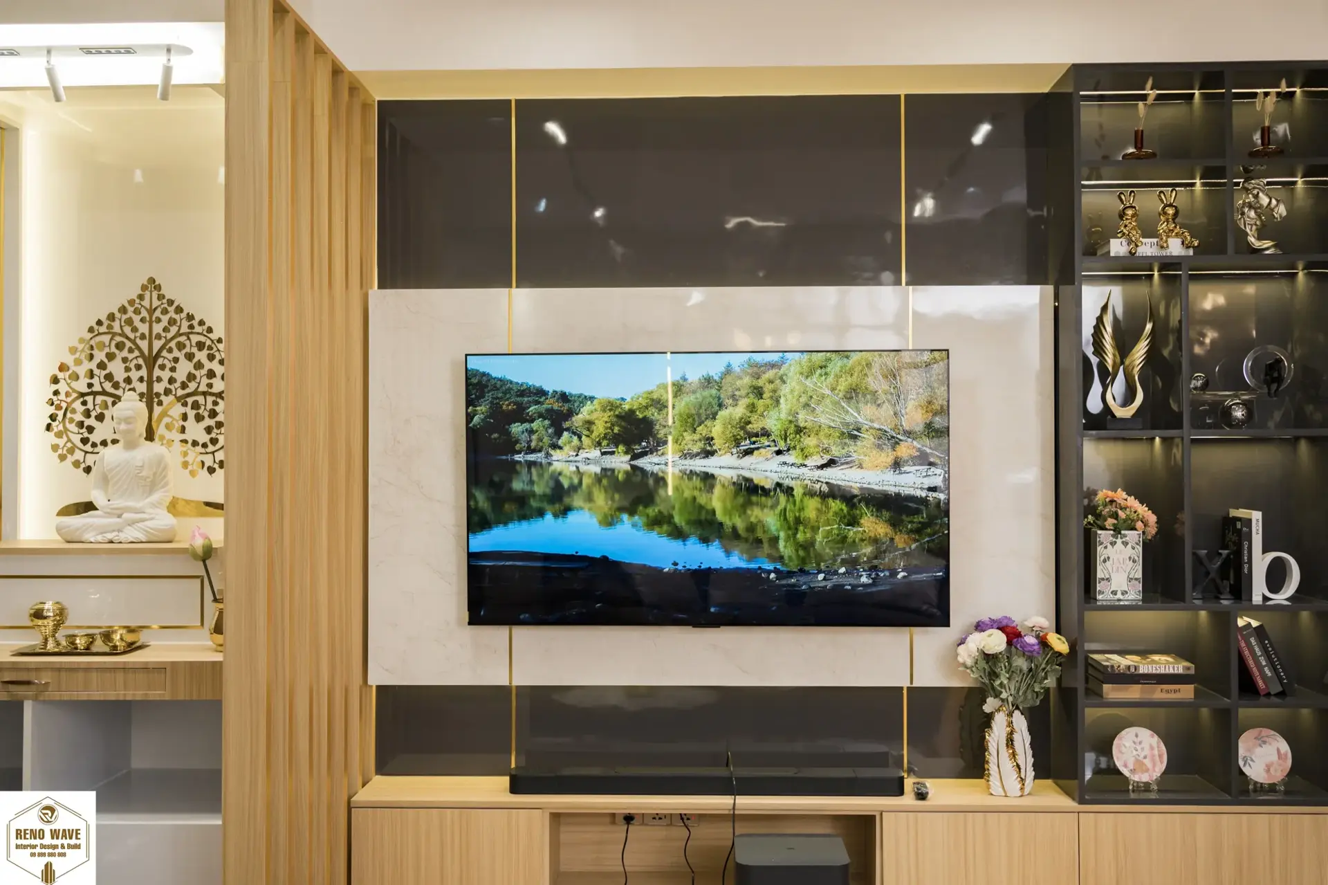 Modern living room with custom furniture