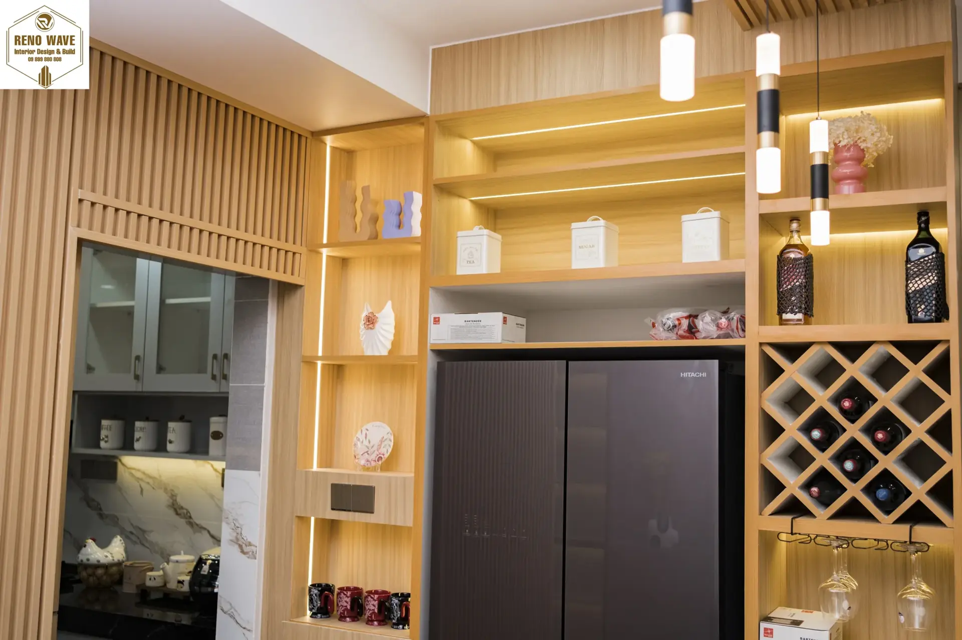 Custom wine storage and bar area by RenoWave